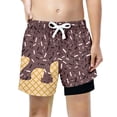 thumbnail image 2 of Huowey Boys Youth Summer Shorts Wide Leg Liner Drawstring Elastic Waist Gradient Ice Cream Print Outdoor Beach Comfortable Knee Length Casual Shorts Lightweight Swim Trunks,Brown,7 Years, 2 of 4