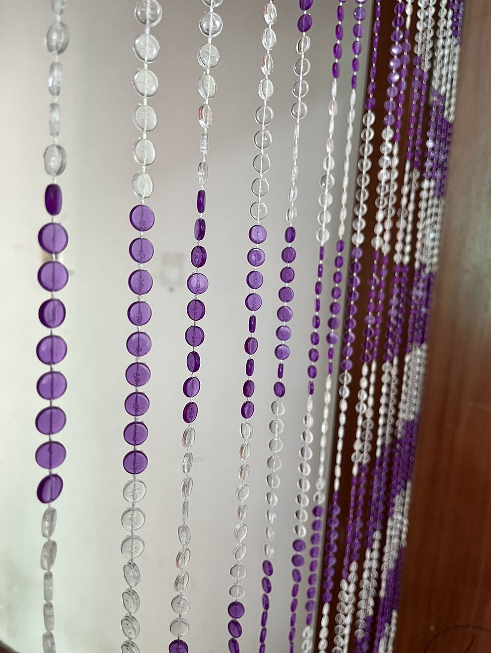ZiDeTang 100% Acrylic Round Beaded Door Curtain for Doorway Sparkle Boho Hippie Room Divider Decor Fringe Tassel Window Fly Screen ( Purple, 39.3" x 76.7")