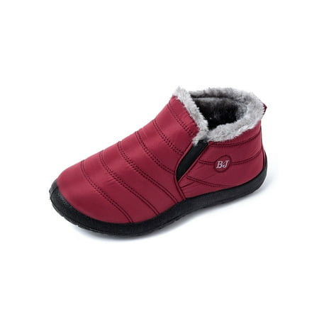 

Colisha Unisex Mens Womens Flat Ankle Snow Boots Slip On Shoes Comfort Booties Outwear
