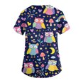thumbnail image 3 of Kixjoy Scrubs Tops for Women Plus Size Casual Animal Printed Scrubs V Neck Stretchy Short Sleeve Shirt Lightweight Medical Womens Uniform Tops with Pockets, Purple Pink 5XL, 3 of 6