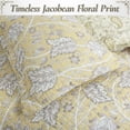 thumbnail image 3 of Cozy Line Home Fashions Flaxen Yellow Tan Brown Floral 3 Piece Cotton Quilt Bedding Set, 3 of 8