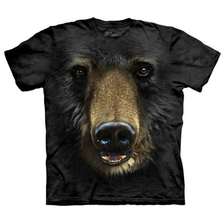 Realistic Black Bear - Black 100% Cotton Black Bear Face Realistic Graphic T-Shirt