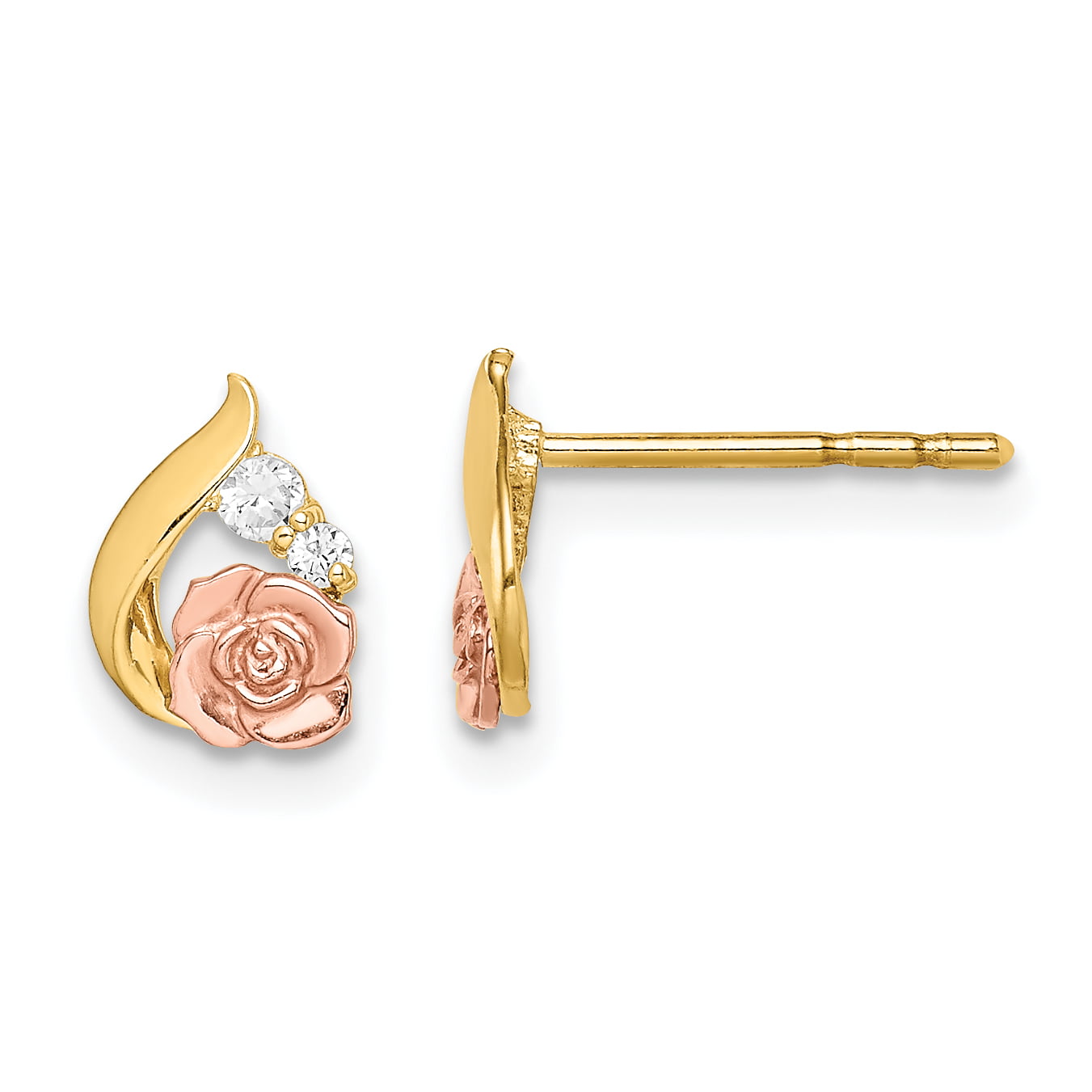 14k Tri-Color Madi K Flower Hoop Earrings 