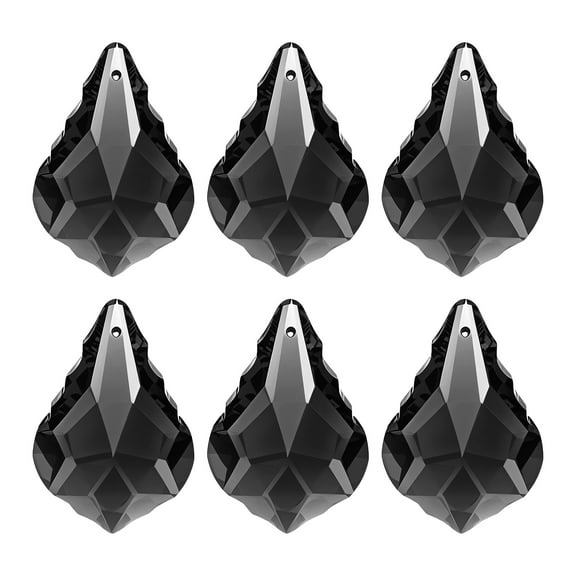 Uxcell K9 Crystal Pendants Teardrop Beads, 6 Pack 38mm Chandelier Prisms Parts Hanging Leaf Beads DIY Lamp for Arts Crafts Decoration, Black