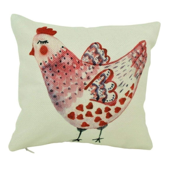 MINI Red Hen | Cover and Insert | Modern Farmhouse | Throw Pillow | Farm Decorating | 8 x 8 | Rooste | Tiny House Decor | Lumbar Pillow