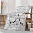 thumbnail image 6 of Fleece Blanket Sports Hockey Art Blankets, Soft Cozy Warm Flannel Throw Blanket, Retro Wood Grain Black Grey lanket for Bed Couch Sofa,50x80In, 6 of 9