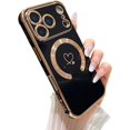 thumbnail image 1 of TEMOGU-Magnetic Case for iPhone 17 Pro Max Case[Compatible with MagSafe] Cute Plating Love Hearts Pattern with Camera Protection,Soft Shockproof TPU Bumper Cover for Women Girls,Black, 1 of 4