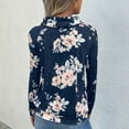 thumbnail image 5 of RQYYD Women's Floral Print Hoodie Long Sleeve Cowl Neck Drawstring Sweatshirt Casual Loose Pullover Lightweight Tops(Navy,M), 5 of 9