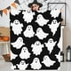 thumbnail image 1 of Manta de Halloween | Manta suave de sofá de franela | Colcha ligera y peluda | Sofá decorativo negro | Estampado de murciélago calabaza fantasma | 70x100cm | 1 pieza, 1 of 7