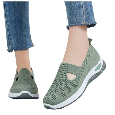 Mepaouo Women s Slip on Loafer Shoes Woven Orthopedic Breathable Running Shoes Diabetic Walking Shoes