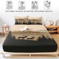 thumbnail image 5 of Queen Size Fitted Sheet Set - Black Forest 3 Piece Bedding Sets 16" Deep Pocket Fitted Sheet with 2 Pillowcases, Deer Silhouettes Foggy Grey Pine Tree Brushed Microfiber Hotel Luxury Bed Sheets, 5 of 9