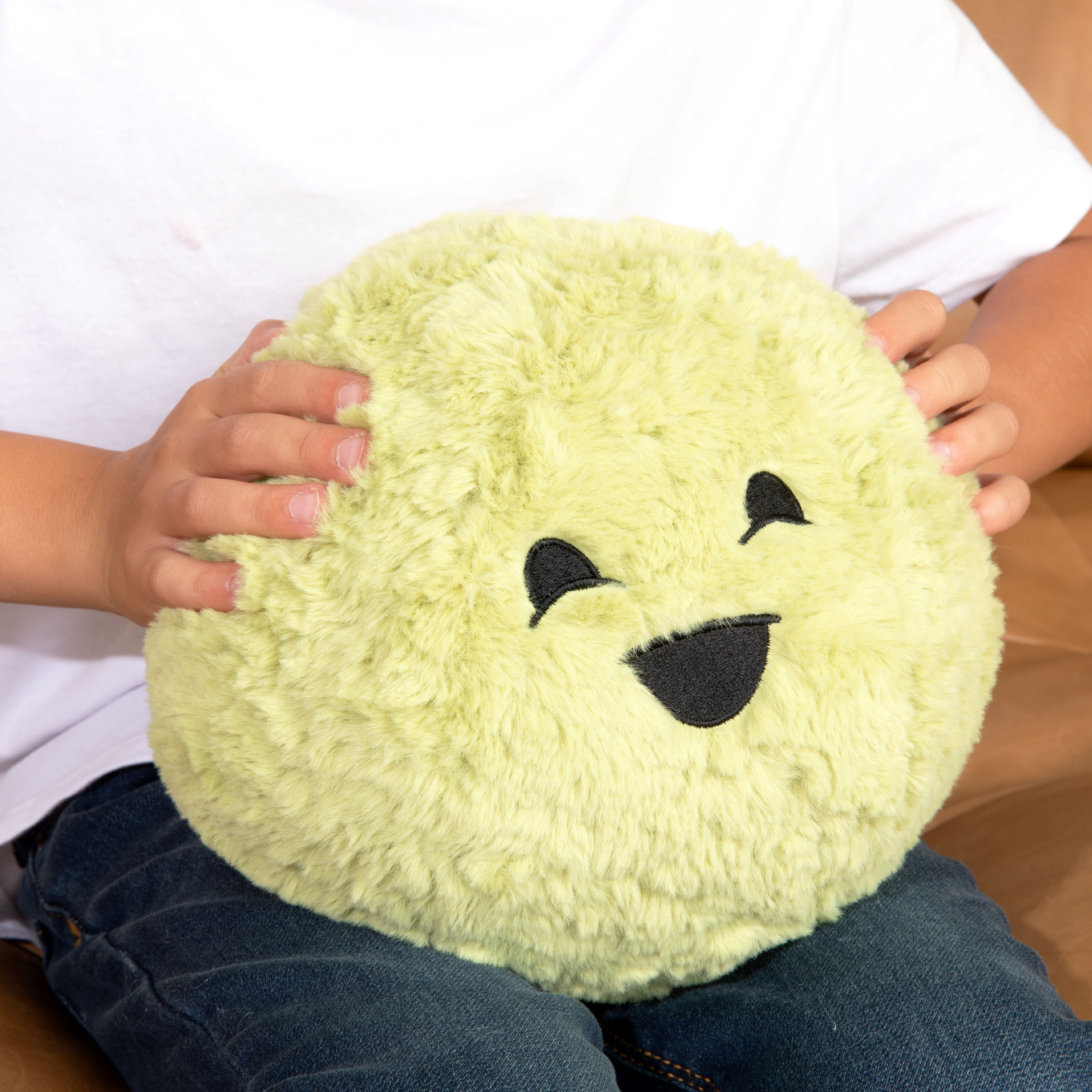 The Hug Ball from Hugimals - 3 lb Weighted Ball for Sensory Play - Green Plush with Fun “Oh yeah!/Oh no!” faces for Emotional Regulation, Social Emotional Learning, Comfort, Education Ages 2+