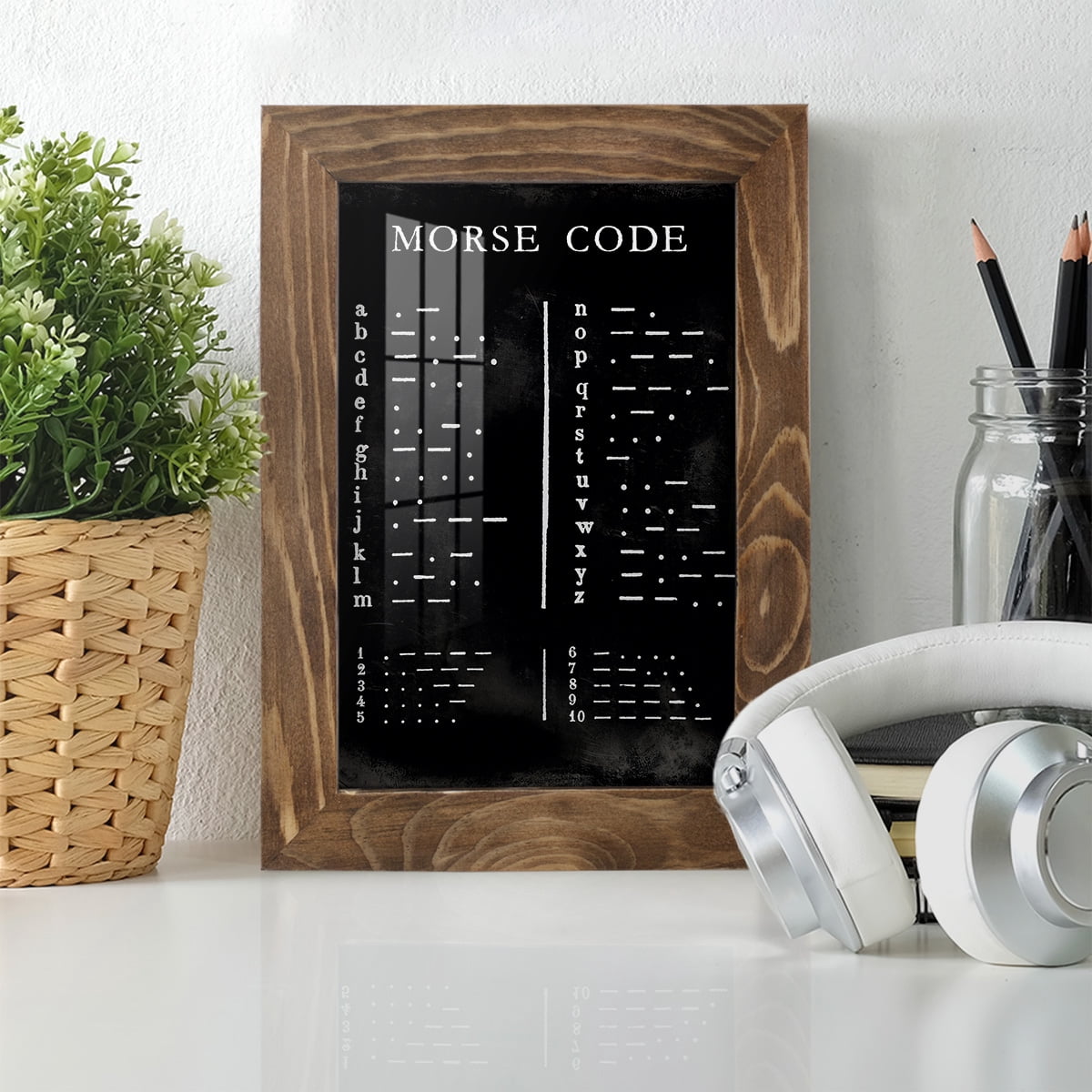 Morse Code Chart - Framed Print w/glass - Walnut