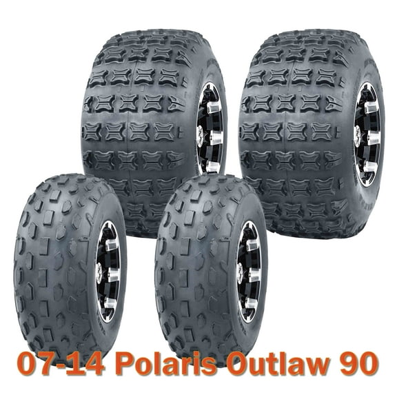 Set 4 ATV Tires WANDA 19x7-8 & 18x9.5-8 fit 07-14 Polaris Outlaw 90