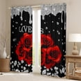 thumbnail image 2 of Feelyou Romantic Red Rose Black Out Curtains, Dreamy Sequin Print Grey Curtains Pack of 2 (42x63 Each), Couple Anniversary Theme Bedroom Curtains, Blackout Curtains Home Decor, 2 of 6