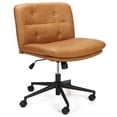 thumbnail image 4 of Chaise Croisée, Chaise de Bureau pour s'Asseoir en Tailleur, Chaise de Bureau Sans Accoudoirs avec Roulettes, Chaise Pivotante pour Coiffeuse, Siège Élargi, Hauteur Ajustable, Brun, 4 of 8