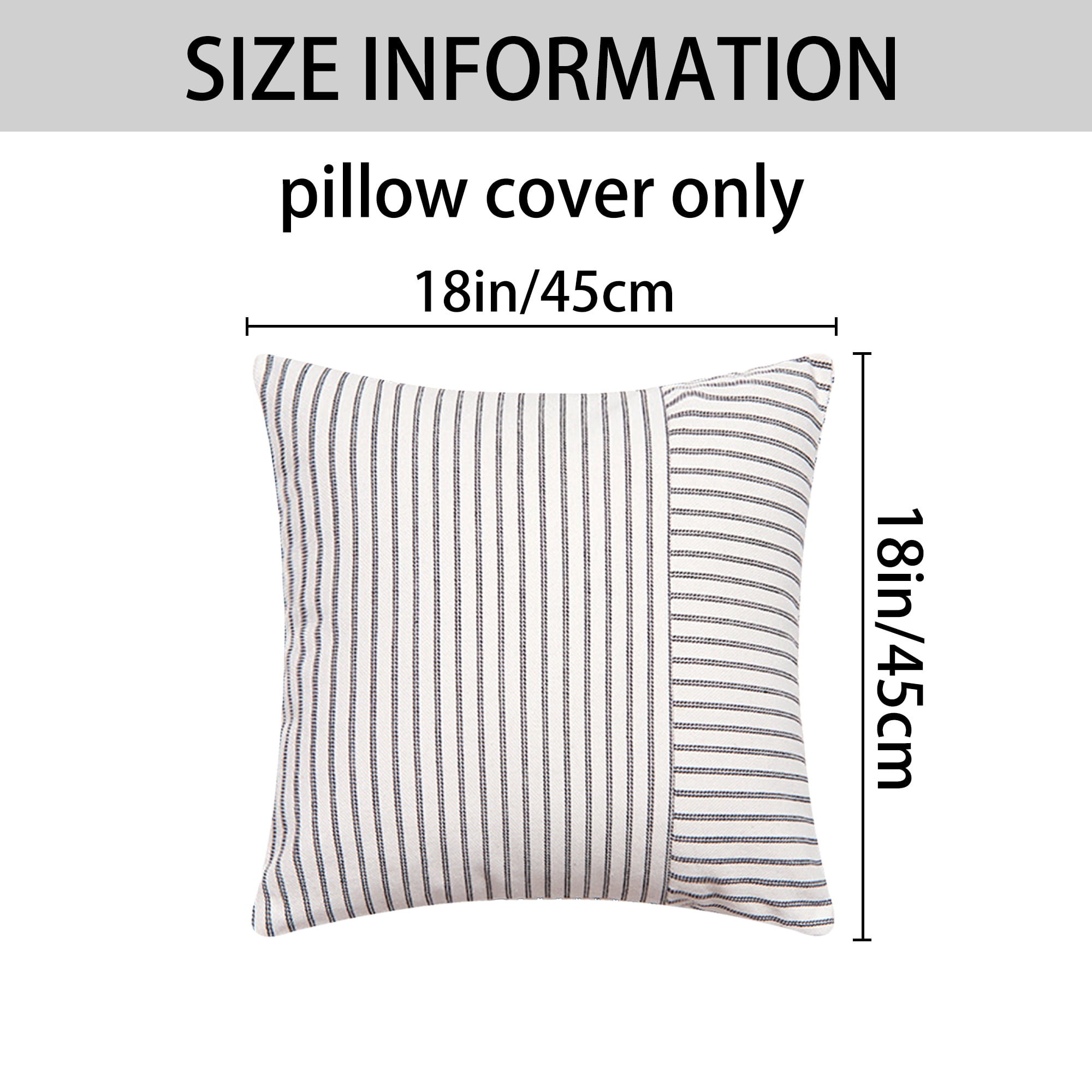 Unique Bargains Boho Striped Throw Pillow Covers Set of 2 Black 18" x 18"