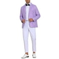 thumbnail image 2 of INSPIRE CHIC Stripes Blazer for Men's Single Breasted Sport Coat Business Striped Suit Jacket 2XL Purple White, 2 of 5