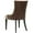Antique Gold/ Brown Leather/Espresso, variant on SAFAVIEH Becca 19''H Stripe Linen Dining Chair Flat Nail Head Grey / White