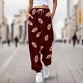 thumbnail image 2 of Summer Pants for Women Boho Pants Cargo Rugby Print Loose Drawstring Cuffed Strap High Waisted Casual Summer Pants Trousers with Side Pockets, 2 of 4