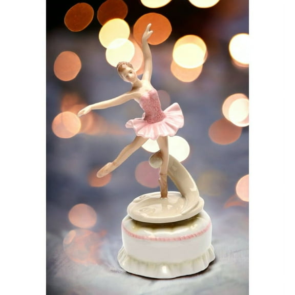 Ceramic Spinning Ballerina Music Box 3.375x3x7 inches Daughter