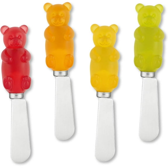 Supreme Housewares Gummy Bear Cheese Spreaders – Set of 4 Cute Novelty Appetizer Knives
