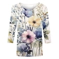 thumbnail image 5 of Wanfds Hauts de Mode Multicolores pour Femmes Tendance 2024 Grande Taille Col Rond Manches Trois-Quarts TTG, 5 of 5