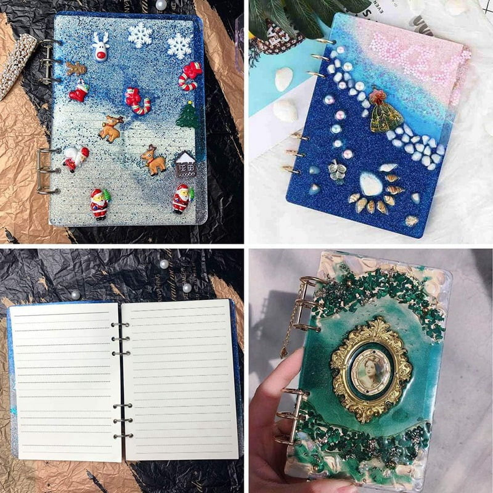 Large Notebook Cover Epoxy Resin Silicone Molds A4,A5,A6,A7 Bookmark Loose Leaf Binder Rings Kit DIY Casting Tool