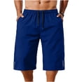 thumbnail image 4 of Men's Quick Dry Athletic Shorts Knee-Length Drawstring Waist Workout Shorts with Pockets for Gym Running Beach, 4 of 5
