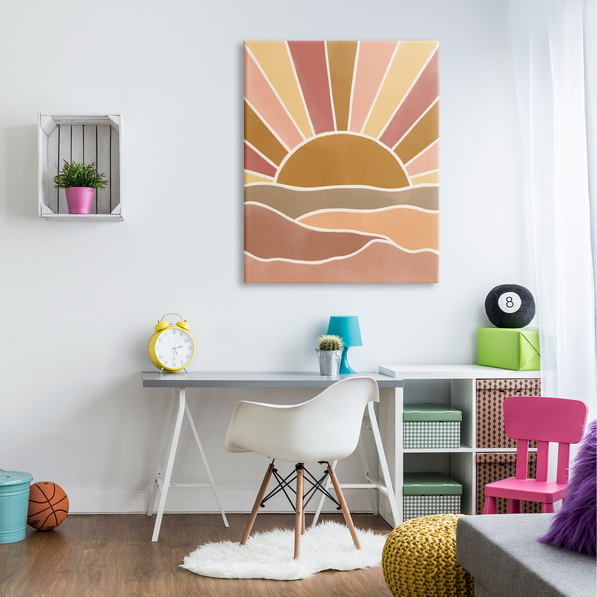 Stupell Industries Hilly Sunrise Beams Boho Landscape Geometric Pattern,36 x 48, Design by Taylor Shannon Designs