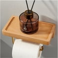 thumbnail image 4 of Accesorios de baño de madera de nogal, soporte de papel higiénico de aluminio de aviación con estante resistente a la humedad para dormitorio, baño, cocina, 4 of 5
