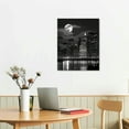 thumbnail image 2 of ONETECH New York City Night Skyline Wall Art Full Moon Landscape Black and White Picture Canvas Prints Manhattan City Poster Framed Artwork Living Room Bedroom Decor, 2 of 4