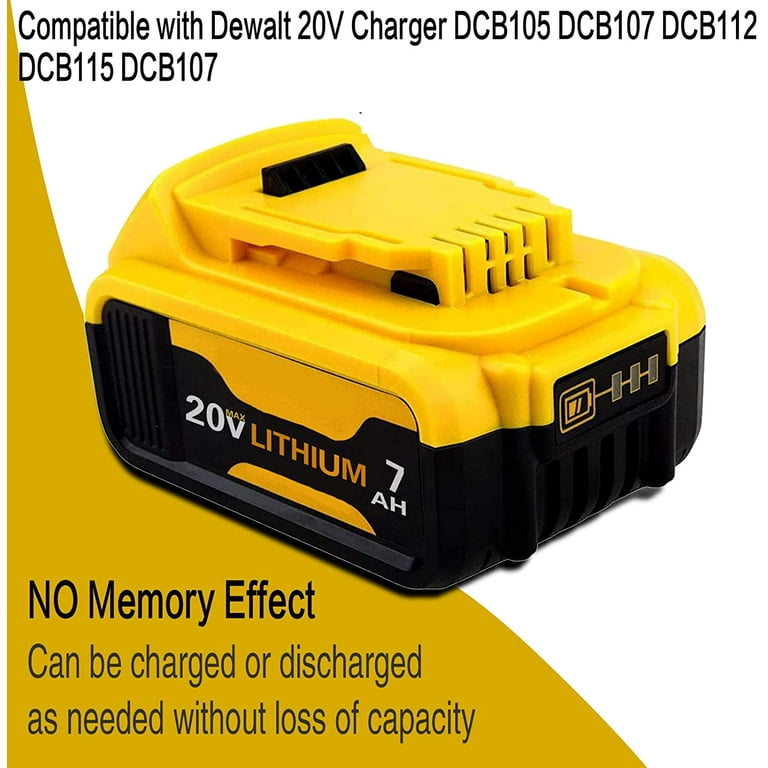 2 Pack 7.0Ah DCB207 DCB206 Replacement Battery Compatible with Original 20V Battery Max DCB204 DCB200 DCB206 DCB205 2 DCB201 DCB203 DCB181 DCB180