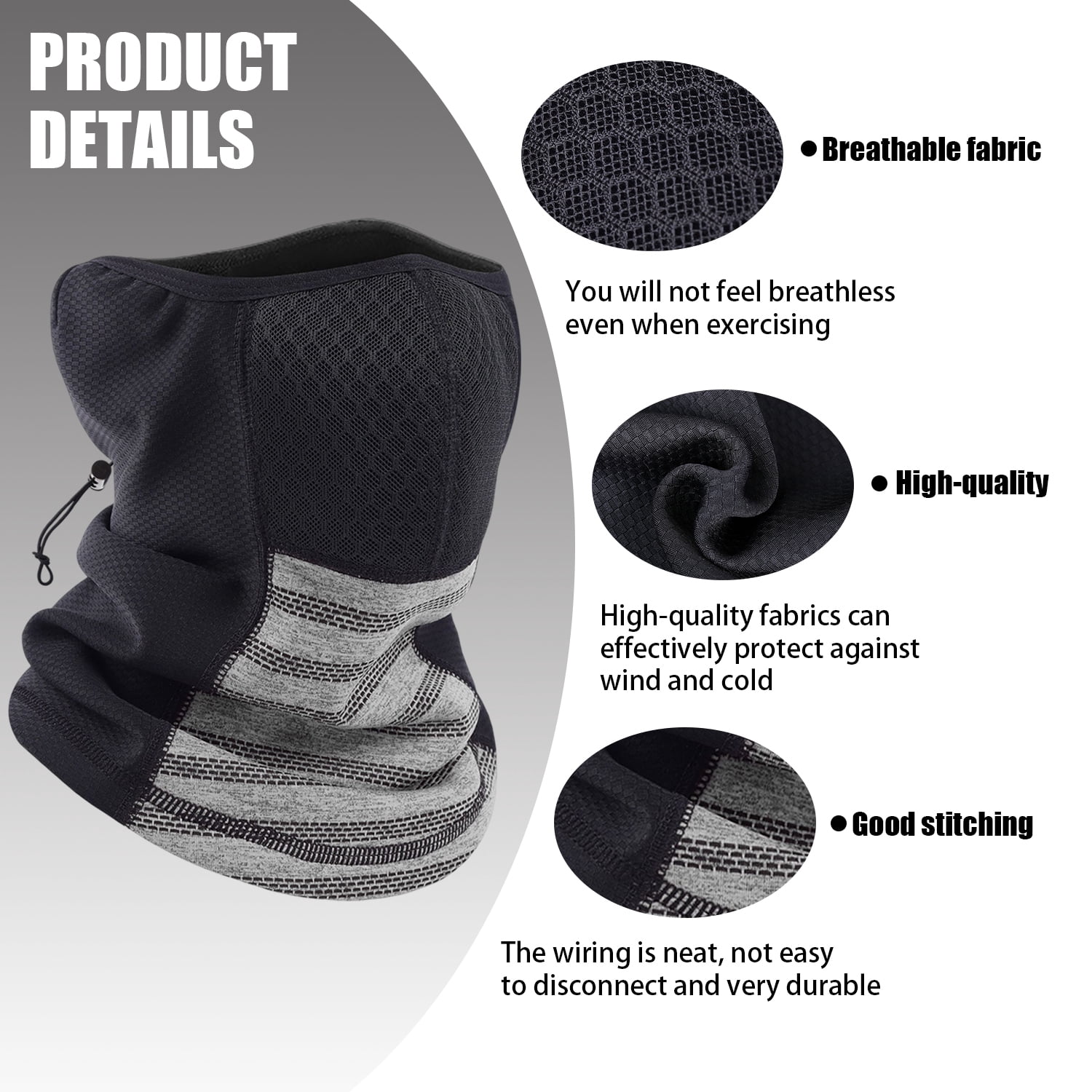 3 Pack Face Thermal Mask for Men Women Balaclava Cold Weather Masks Light Gray