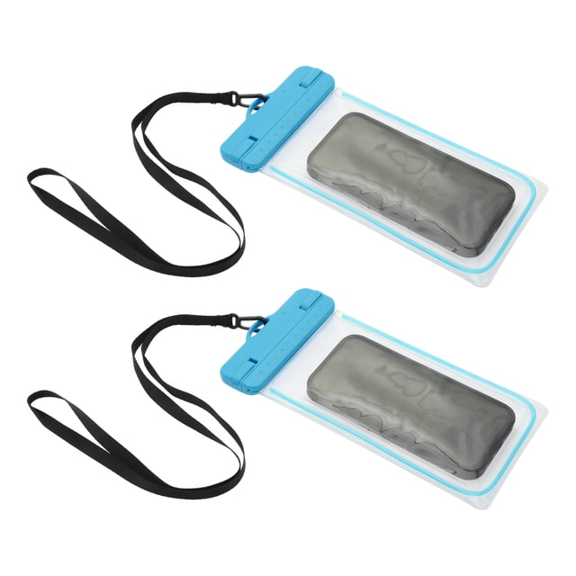 Unique Bargains 2 Pcs Luminous Mobile Waterproof Bag Sky Blue Universal Waterproof Case Compatible for Phone 4.92"x9.65"