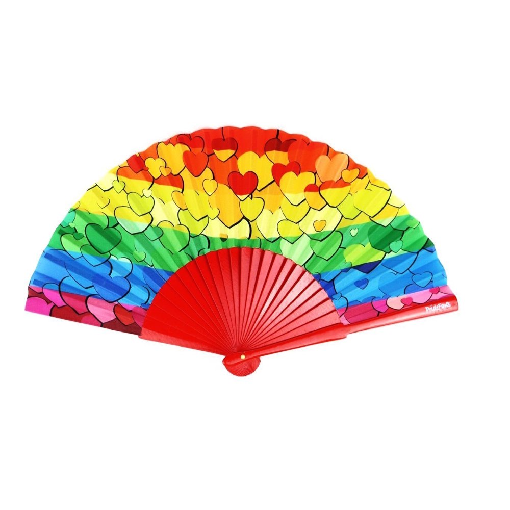 Gay Pride Folding Fans Rainbow Hand Fan Durable Wood Vibrant Fabric Bright Colors