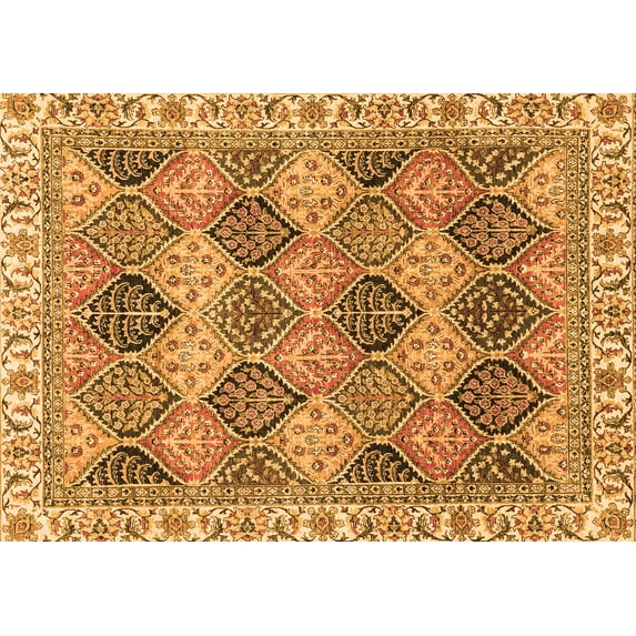 Ahgly Company Indoor Rectangle Abstract Orange Modern Area Rugs, 8' x 12'