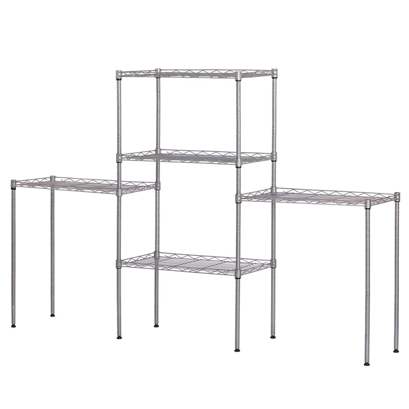 5 Tier Storage Shelves Heavy Duty Storage Shelves for Garage, Metal Wire Storage Shelves, Cube Storage Shelves for Kitchen, Carbon Steel Storage Rack Storage Racks and Shelving, Silver, S10150