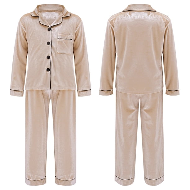 Conjunto de pijama informal de terciopelo suave para niños, ropa de dormir de Navidad, Top de manga larga con pantalones, ropa de dormir para Otoño e Invierno