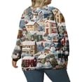 thumbnail image 4 of Christmas Sweatshirts for Women Cute Shirt Fall Pullover Top with Christmas Tree Print for Festive Outfits and Gifts,Sky Blue,L, 4 of 4