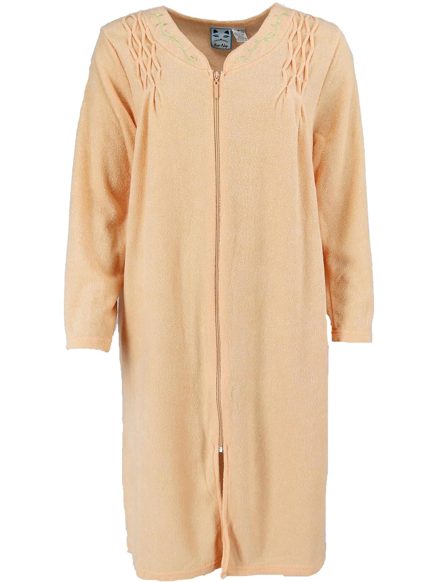 Kat Nap Women's Embroidered Zip Front Terry Duster Robe