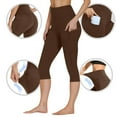 thumbnail image 4 of CheerKidz Women's Workout Capris Pants Fitness Running Yoga Athletic Leggings with Side Pockets Stretch Active Quick Drying Pants(Brown,L), 4 of 9