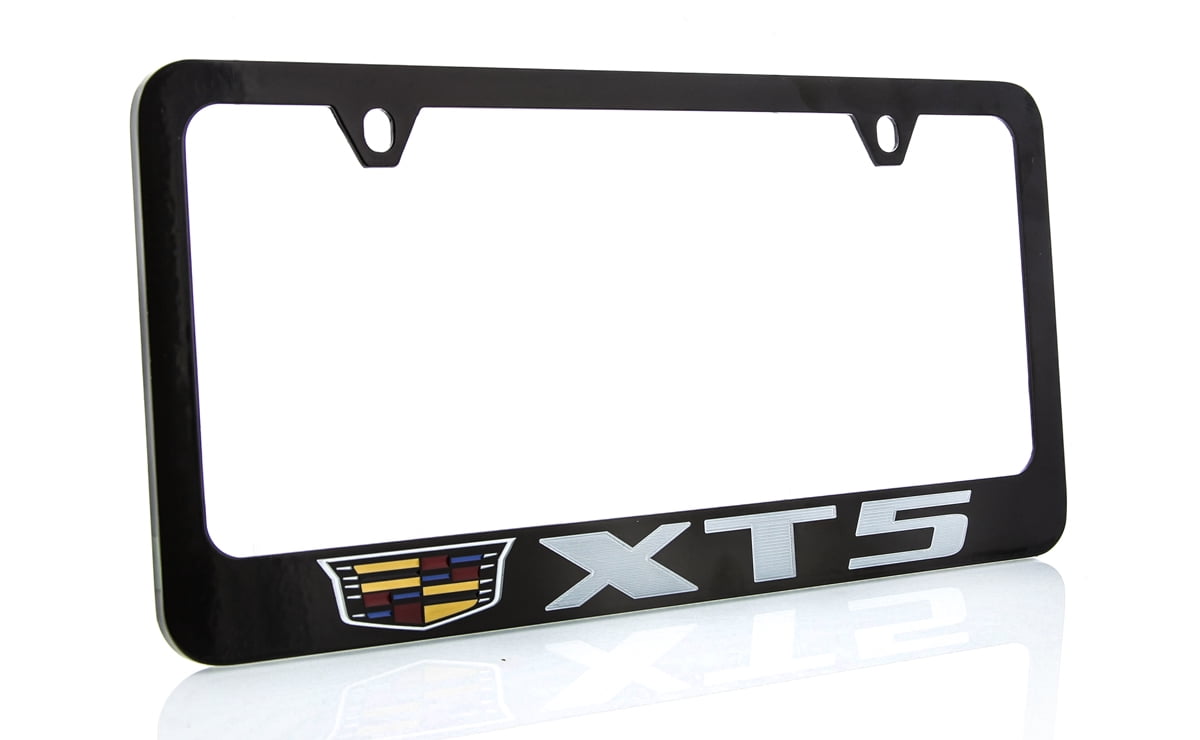 Cadillac XT5 Zinc License Plate Frame with Black Finish (2 hole