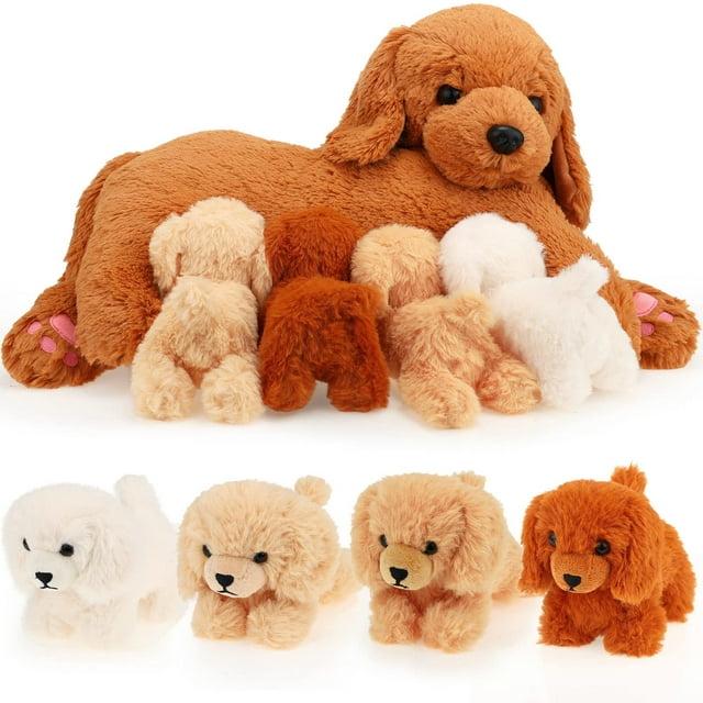 Set de animales de peluche para perros Golden Retriever con cachorros