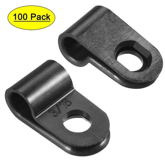 Unique Bargains 100Pcs Nylon R-type Cable Clamp Organizer Cord Clips for Wire Management 5mm Black CC-0.5