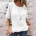 thumbnail image 2 of Womens Pure Linen Short Sleeve Blouses Basic Summer Casual Tops, 2 of 8