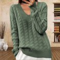 thumbnail image 2 of GigrtiJin Women's V-Neck Knitted Sweater Long Sleeve Casual Solid Color Sweater Blouse Warm Comfy Pullover Tops, 2 of 6