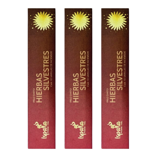Incienso Aromático Artesanal Palo Santo y Hierbas Silvestres Buenos Días 100% Vegano para Hogar, Oficina y Meditación 3 PACK