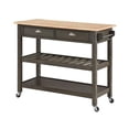 thumbnail image 2 of American Heritage Three-Tier Butcher Block Kitchen Cart w/ Drawers in Gray Wood, 2 of 10