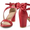 thumbnail image 7 of Ecetana Women's High Heel Sandals with Bow Strappy Chunky Heel Dress Shoes for Party Wedding, 7 of 7